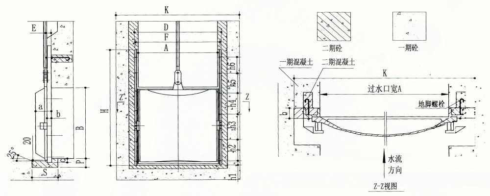 整體平面鑄鐵閘門(mén)安裝布置圖